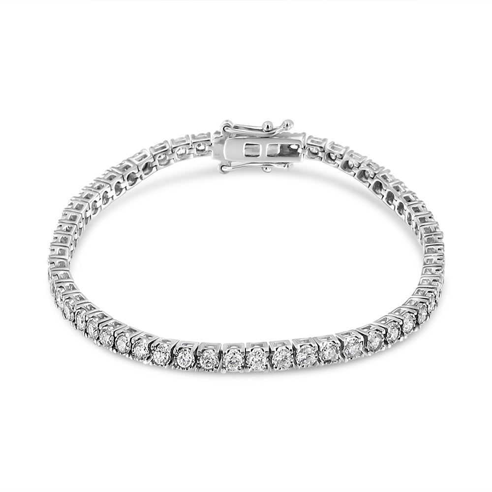 14K White Gold 3.0 Cttw Miracle Set Round-Cut Lab Grown Diamond Illusion 7" Tennis Bracelet (F-G Color, VS2-SI1 Clarity) - LinkagejewelrydesignLinkagejewelrydesign