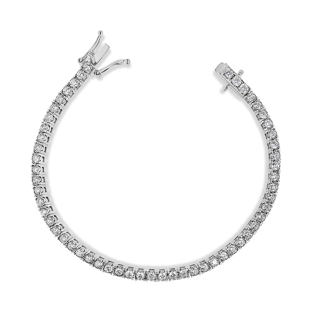 14K White Gold 3.0 Cttw Miracle Set Round-Cut Lab Grown Diamond Illusion 7&quot; Tennis Bracelet (F-G Color, VS2-SI1 Clarity) - LinkagejewelrydesignLinkagejewelrydesign