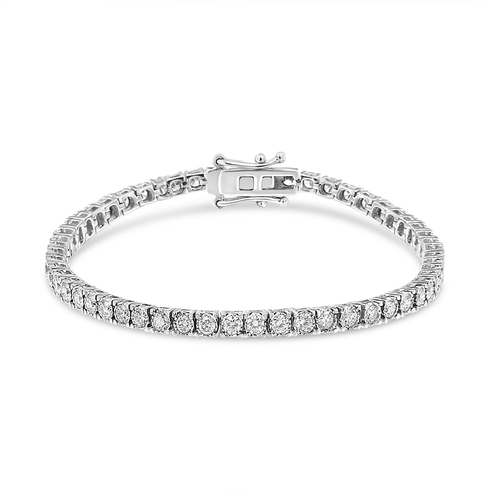 14K White Gold 3.0 Cttw Miracle Set Round-Cut Lab Grown Diamond Illusion 7&quot; Tennis Bracelet (F-G Color, VS2-SI1 Clarity) - LinkagejewelrydesignLinkagejewelrydesign