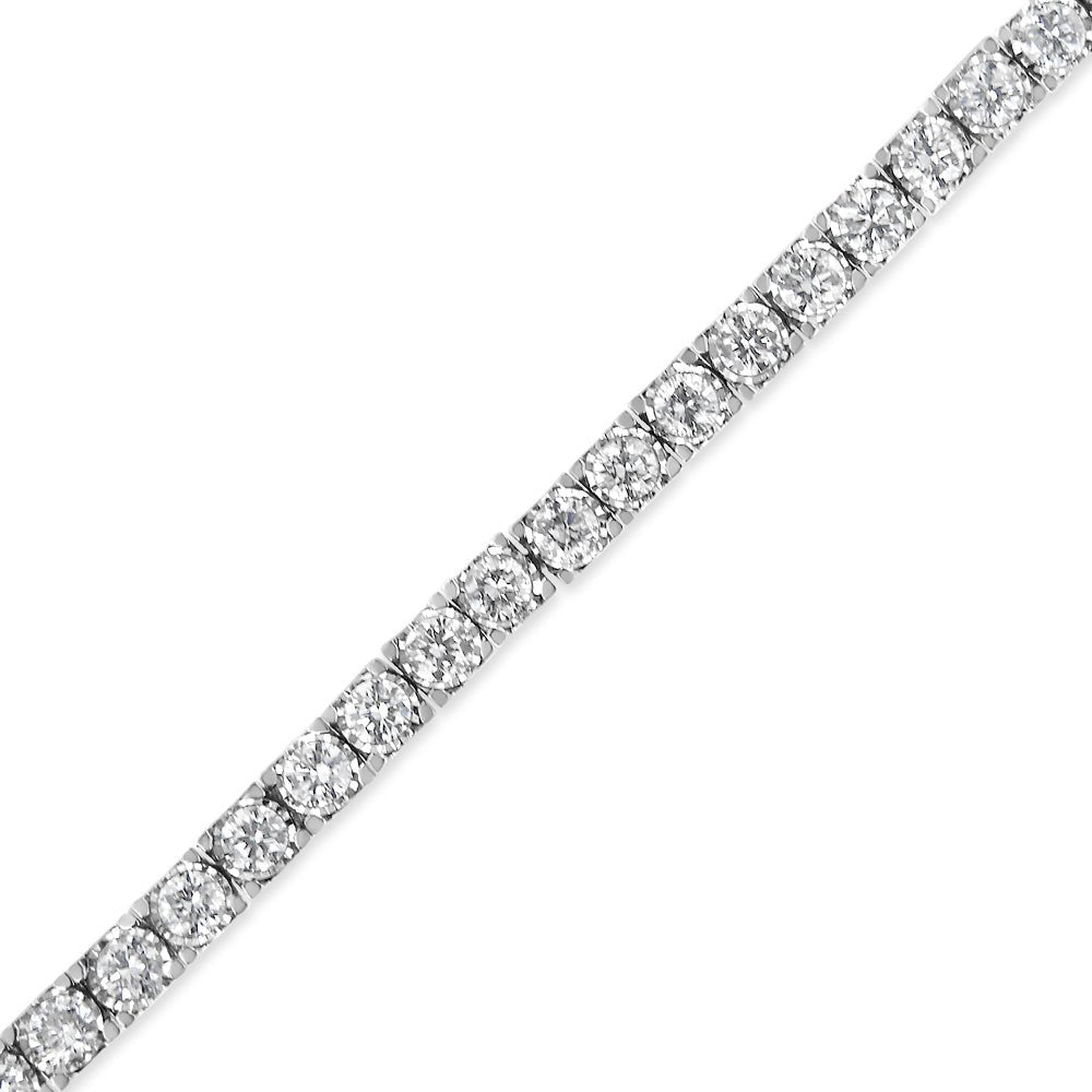 14K White Gold 3.0 Cttw Miracle Set Round-Cut Lab Grown Diamond Illusion 7&quot; Tennis Bracelet (F-G Color, VS2-SI1 Clarity) - LinkagejewelrydesignLinkagejewelrydesign