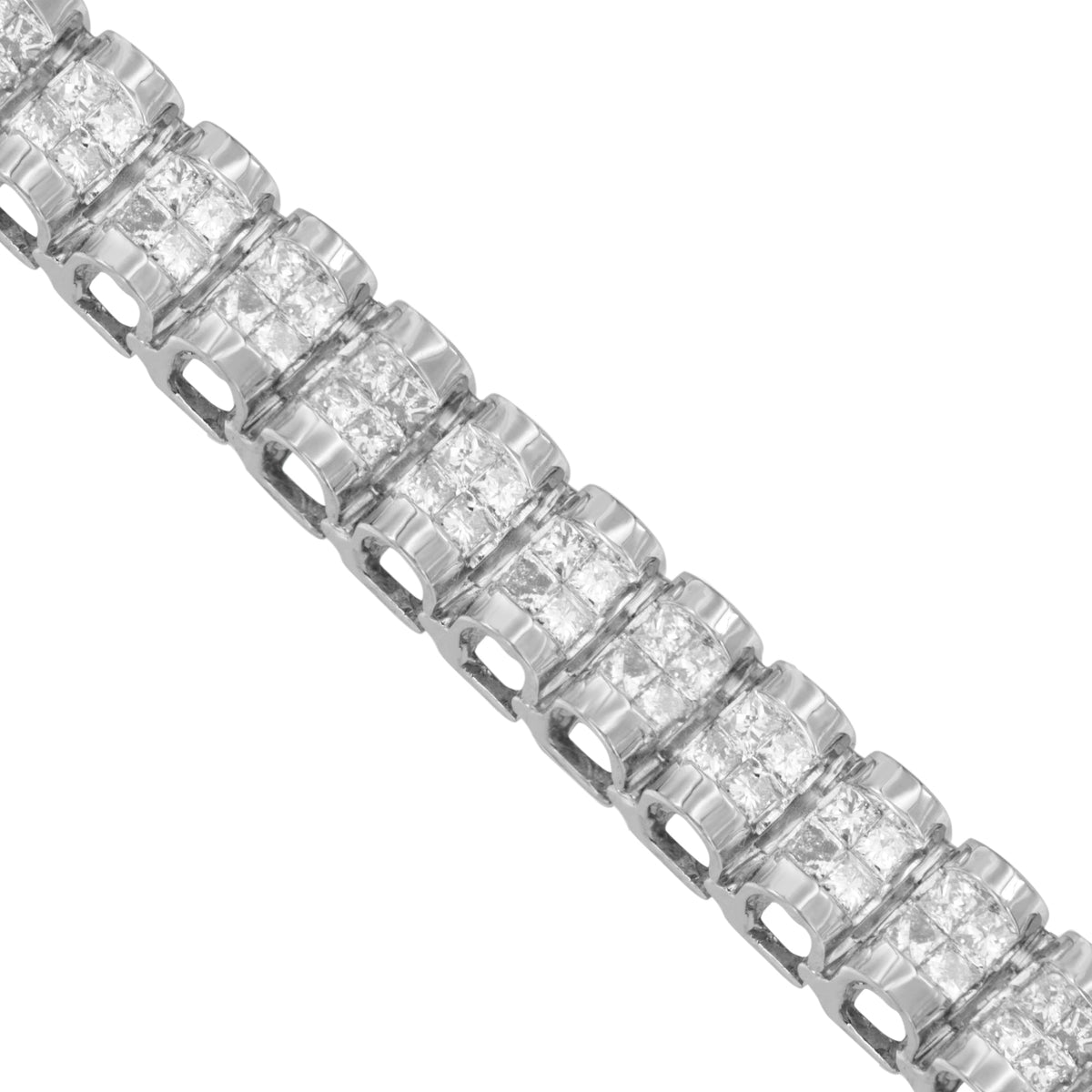 14K White Gold 3.0 Cttw Princess Cut Quad Invisible Set Tennis Bracelet (H-I Color, SI2-I1 Clarity) - 7” - LinkagejewelrydesignLinkagejewelrydesign