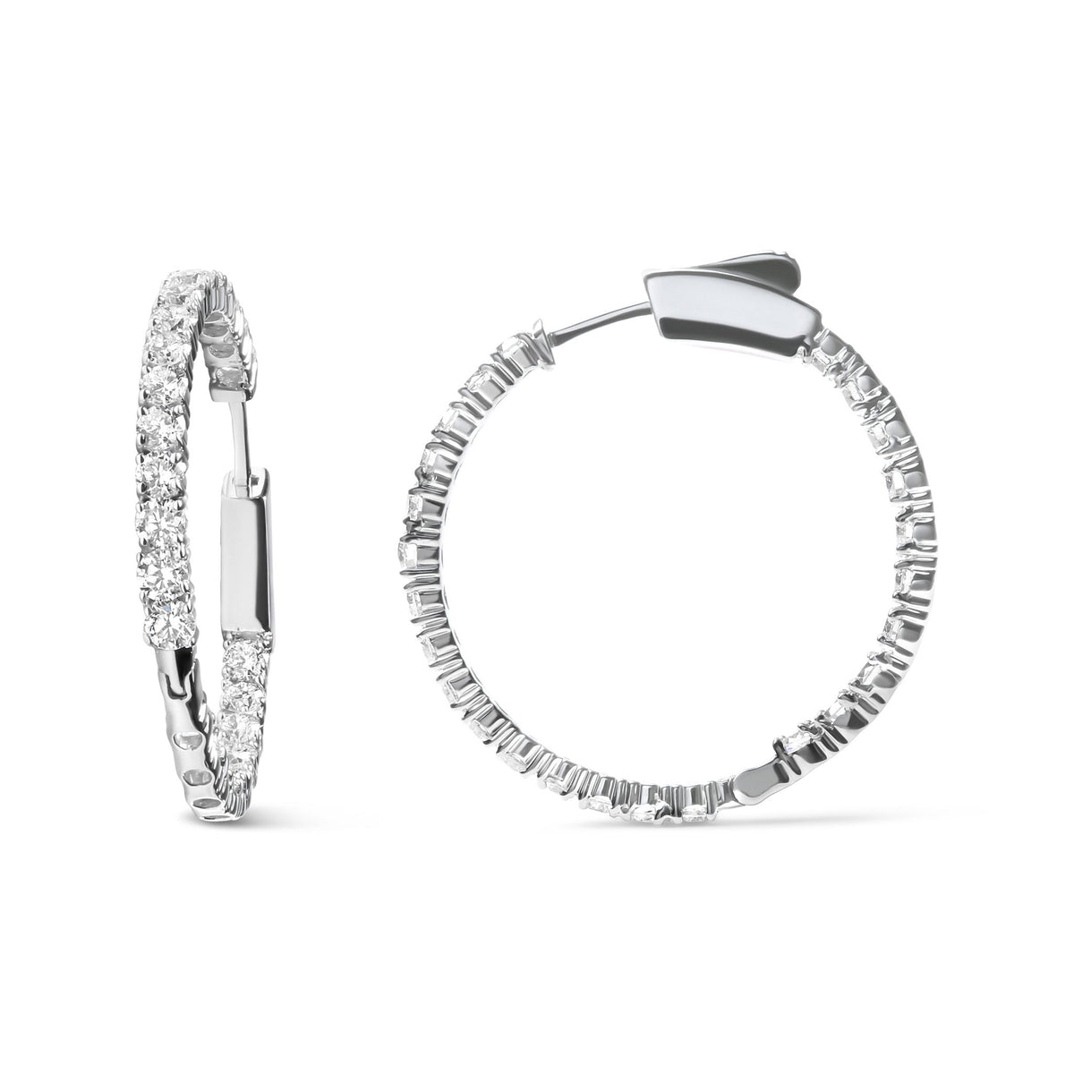14K White Gold 3.00 Cttw Lab Grown Diamond Inside Out Hoop Earrings (F-G Color, VS1-VS2 Clarity) - LinkagejewelrydesignLinkagejewelrydesign