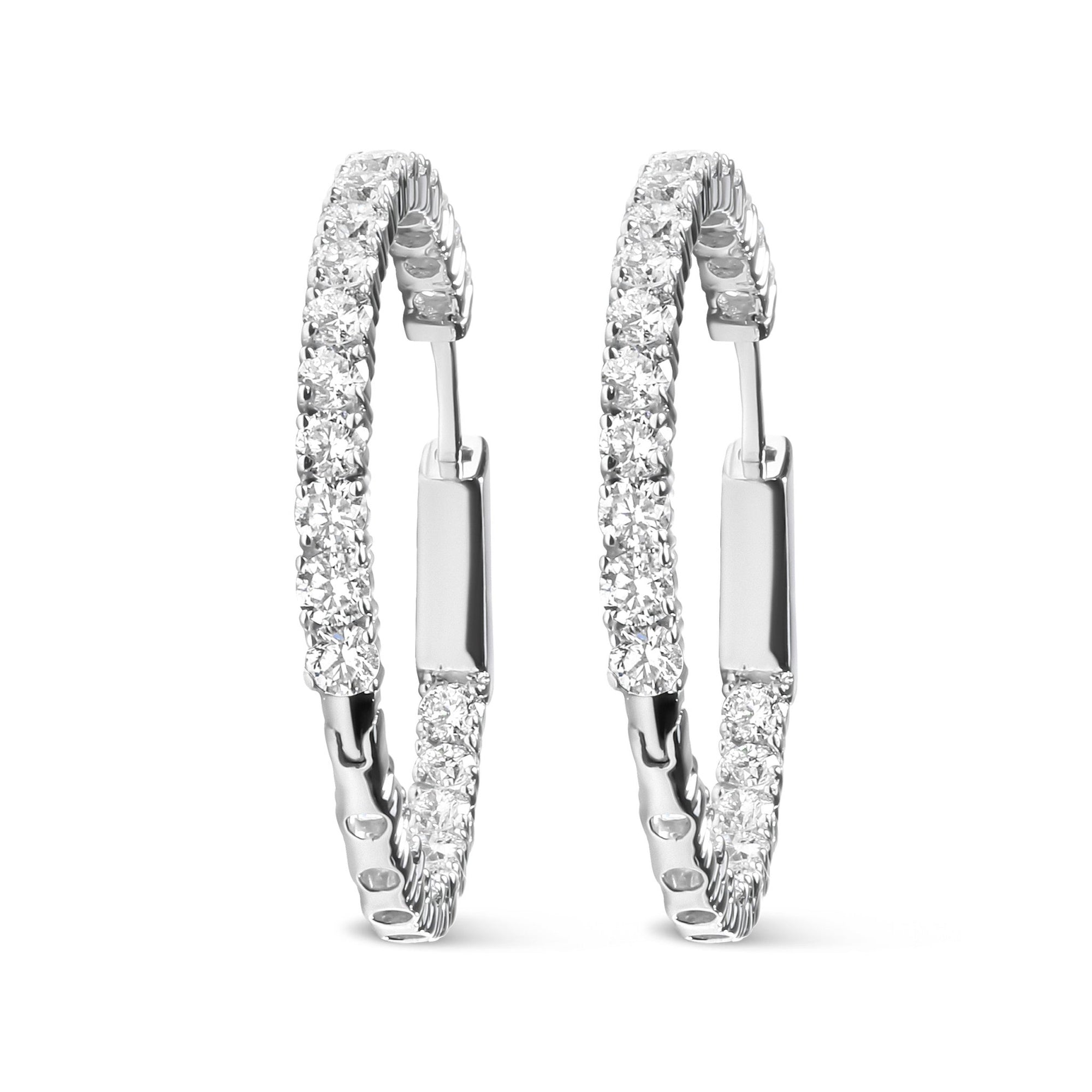 14K White Gold 3.00 Cttw Lab Grown Diamond Inside Out Hoop Earrings (F-G Color, VS1-VS2 Clarity) - LinkagejewelrydesignLinkagejewelrydesign