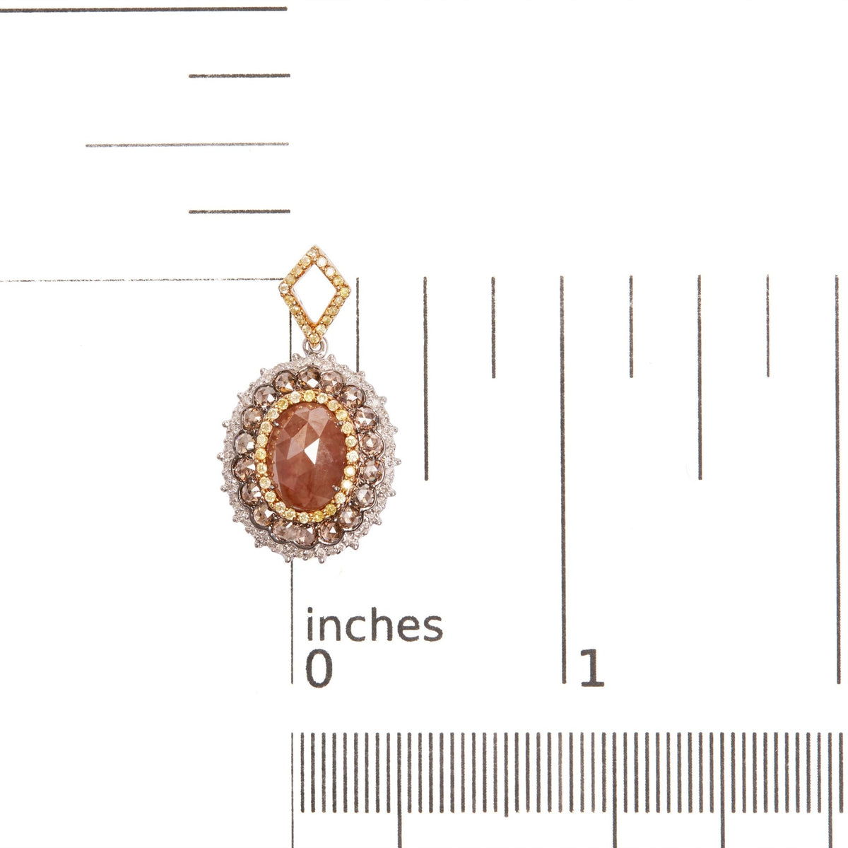14K White Gold 3.00 Cttw Rose Cut Fancy Colored Diamond Triple Halo 18&quot; Inch Pendant Necklace (Fancy Color, I2-I3 Clarity) - LinkagejewelrydesignLinkagejewelrydesign