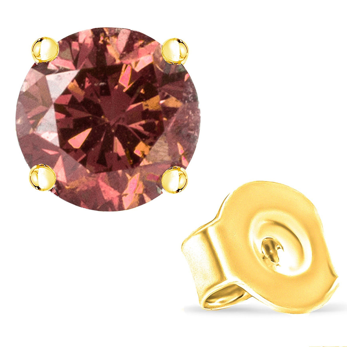 14K White Gold 3/4 Cttw 4-Prong Set Round Brilliant-Cut Pink Diamond Solitaire Stud Earrings (Treated Pink Color, VS2-SI1 Clarity) - LinkagejewelrydesignLinkagejewelrydesign