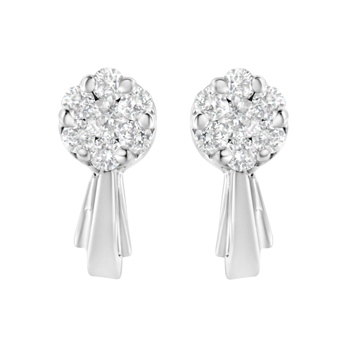 14K White Gold 3/4 Cttw Diamond Floral Cluster Drop and Dangle Stud Earrings (H-I Color, I1-I2 Clarity) - LinkagejewelrydesignLinkagejewelrydesign