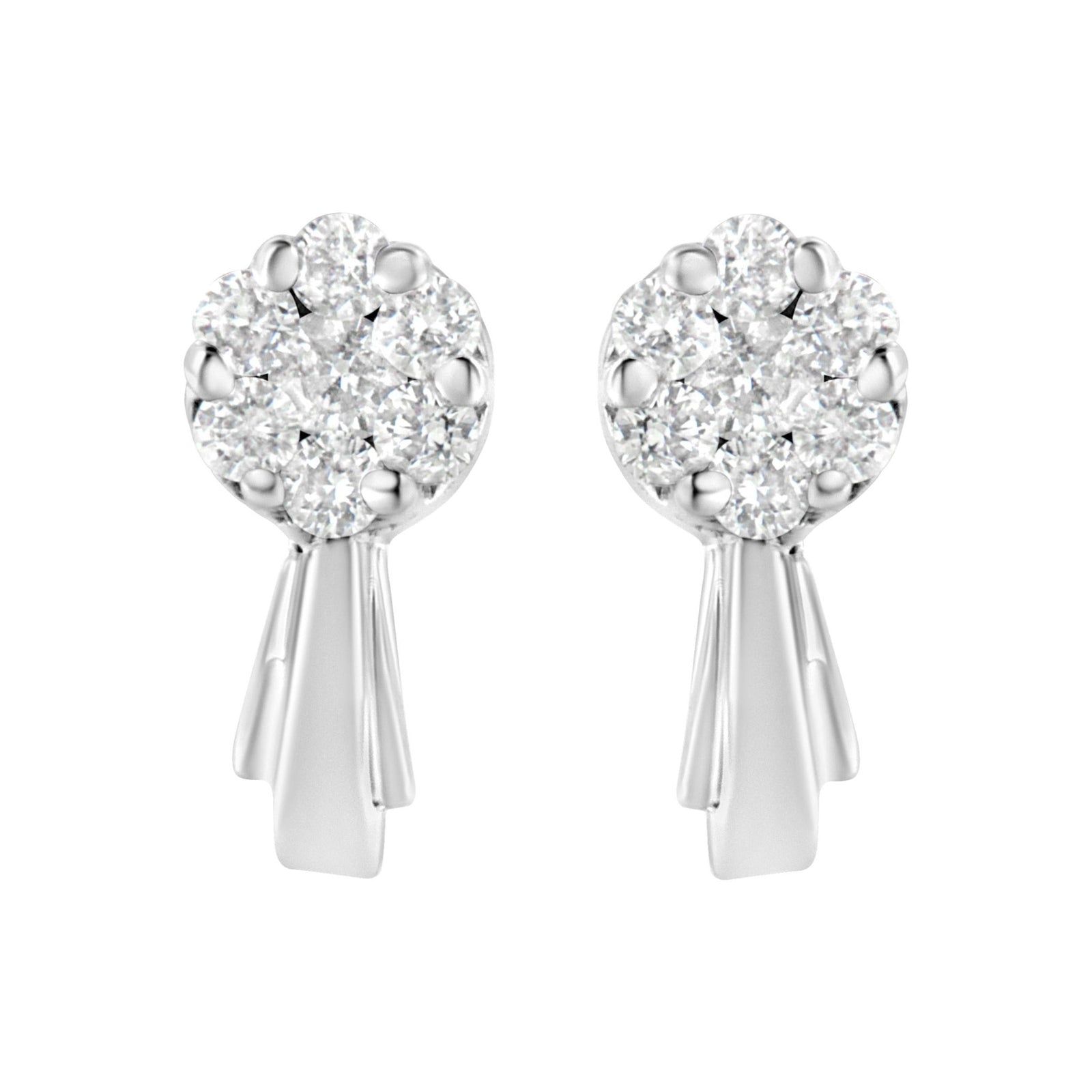 14K White Gold 3/4 Cttw Diamond Floral Cluster Drop and Dangle Stud Earrings (H-I Color, I1-I2 Clarity) - LinkagejewelrydesignLinkagejewelrydesign