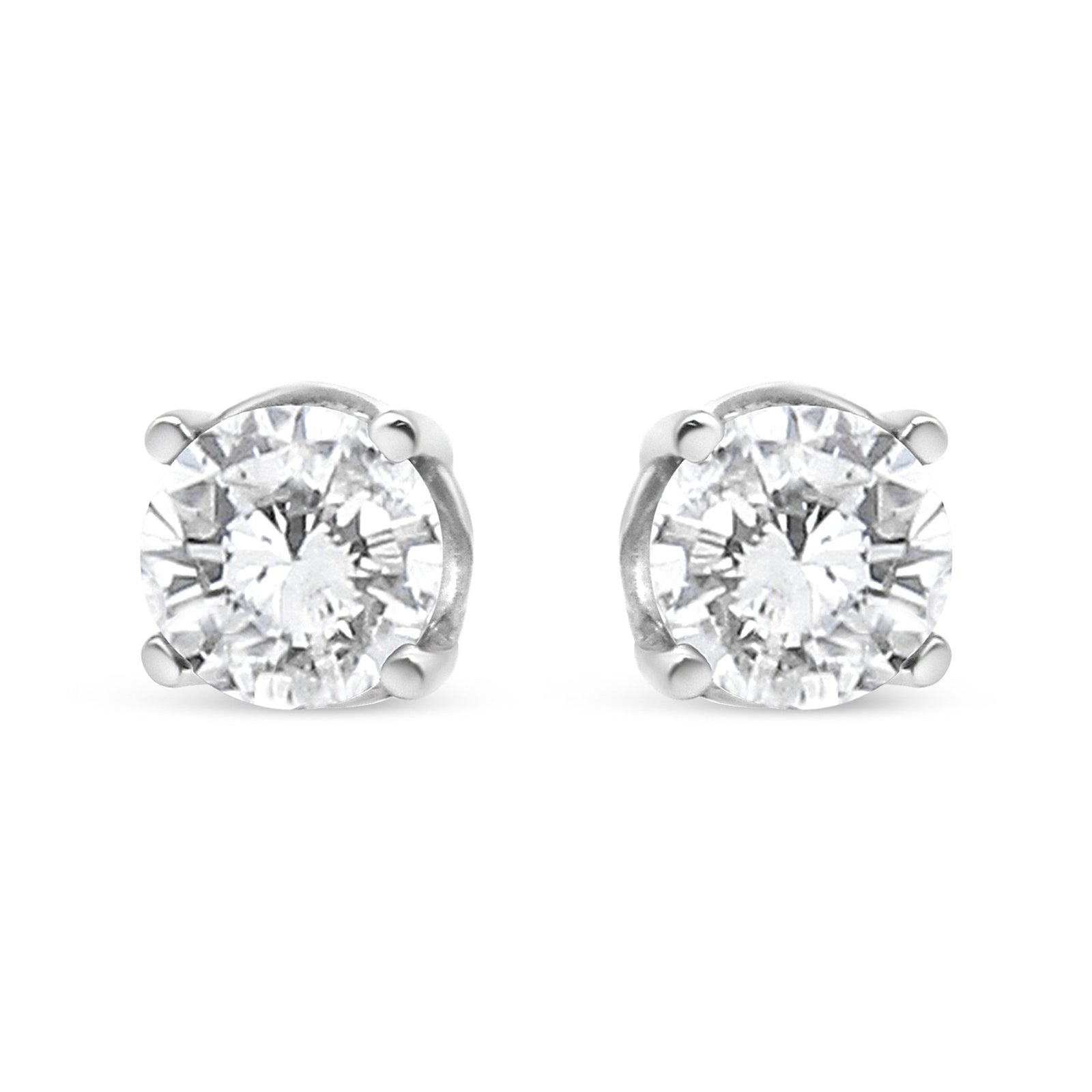 14K White Gold 3/4 Cttw Lab Grown Diamond 4-Prong Classic Stud Earrings (F-G Color, VS2-SI1 Clarity) - LinkagejewelrydesignLinkagejewelrydesign