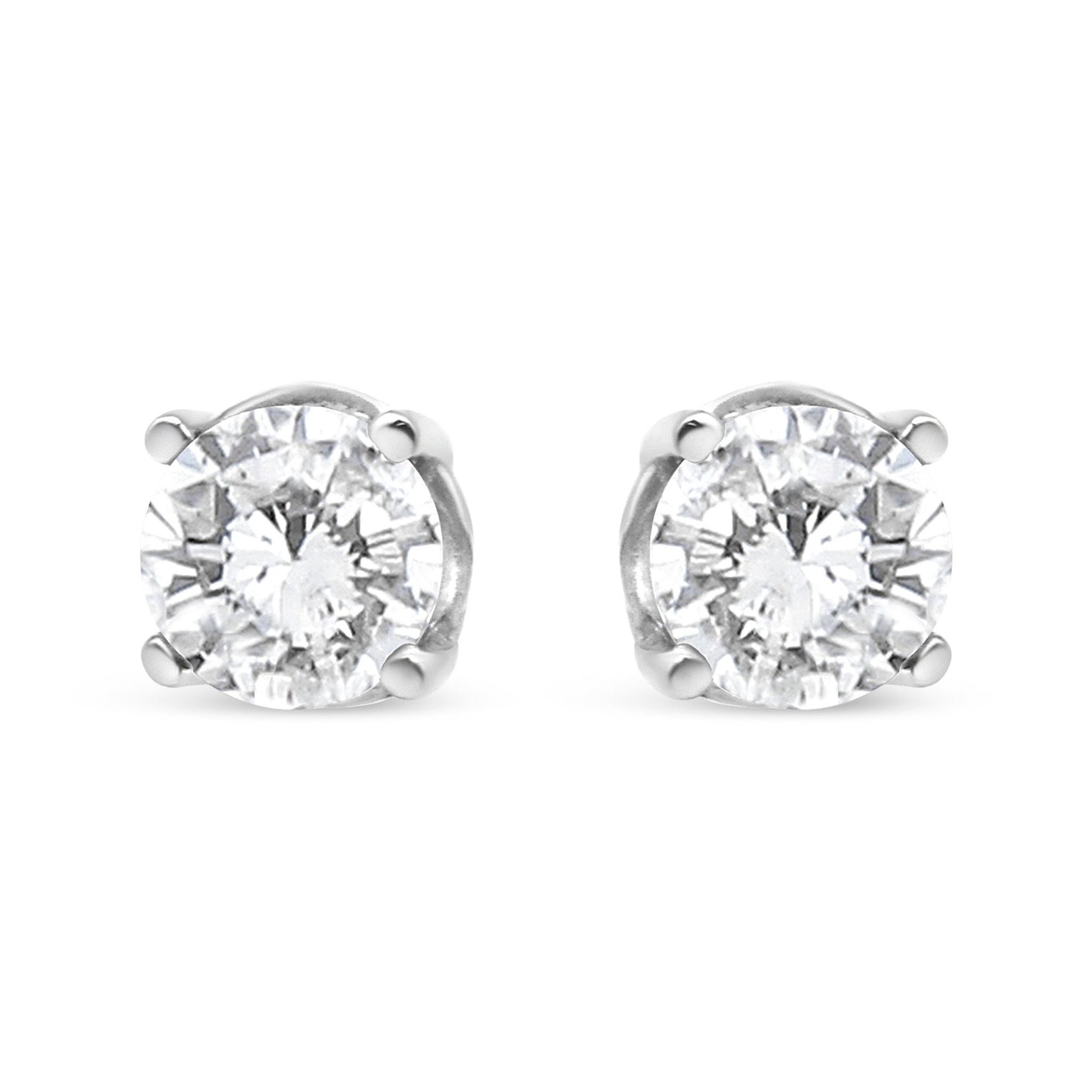 14K White Gold 3/4 Cttw Lab Grown Diamond 4-Prong Classic Stud Earrings (F-G Color, VS2-SI1 Clarity) - LinkagejewelrydesignLinkagejewelrydesign