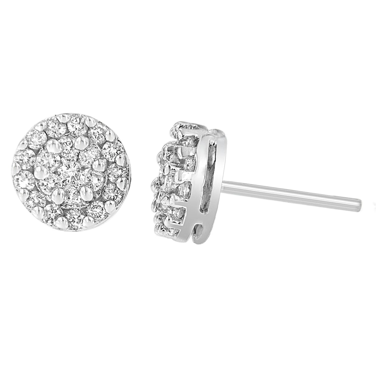 14K White Gold 3/4 cttw Round Cut Diamond Stud Earring (H-I, SI2-I1) - LinkagejewelrydesignLinkagejewelrydesign