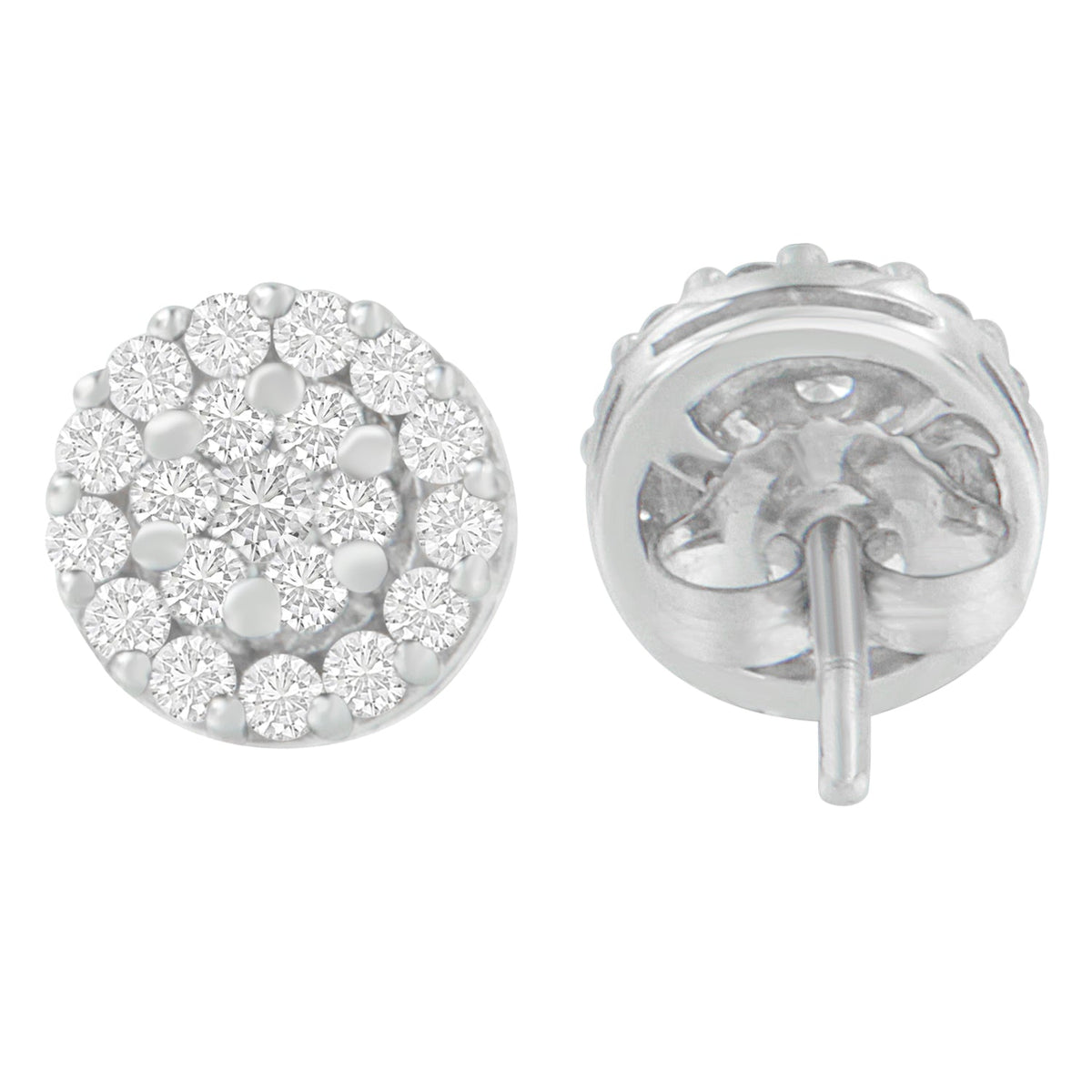 14K White Gold 3/4 cttw Round Cut Diamond Stud Earring (H-I, SI2-I1) - LinkagejewelrydesignLinkagejewelrydesign