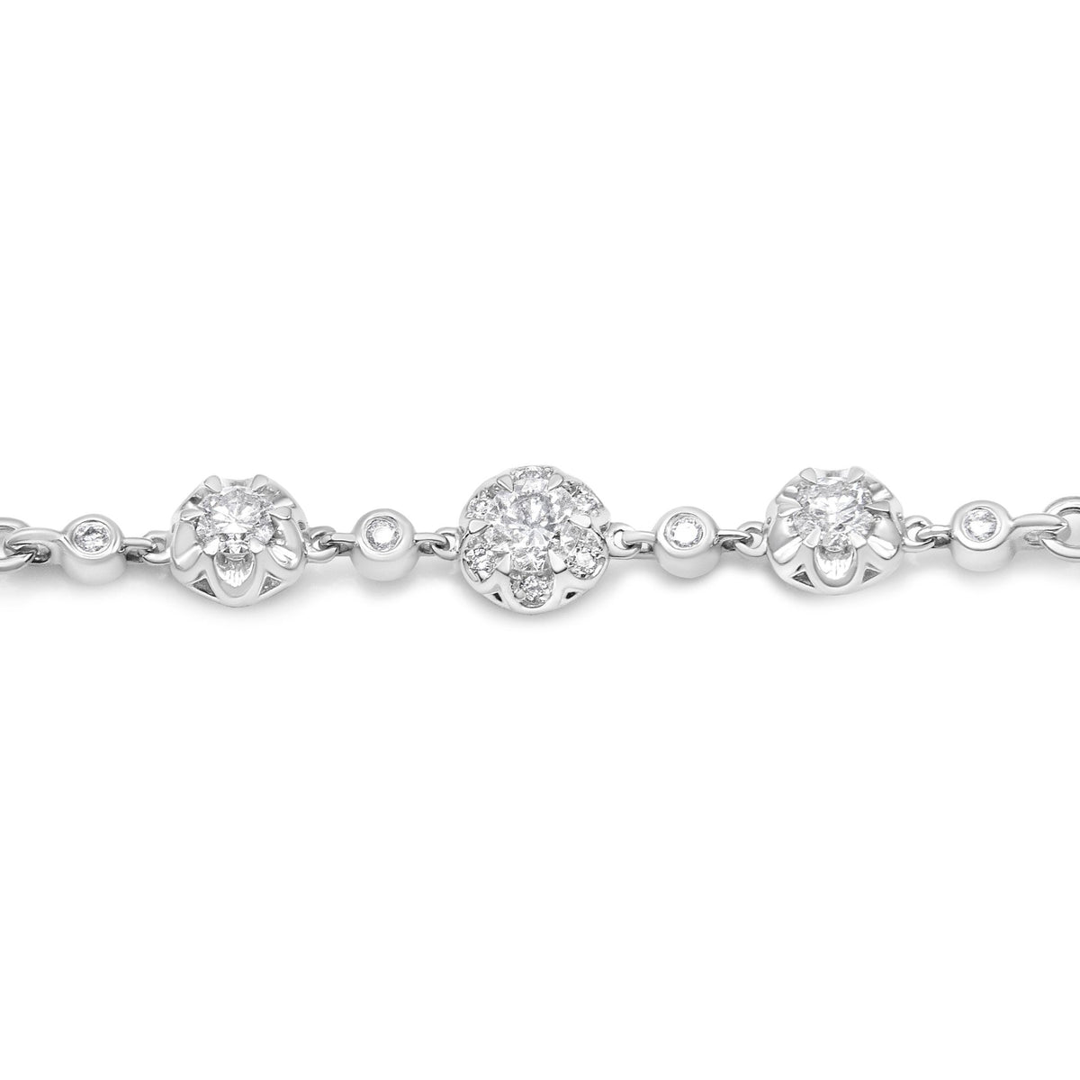14K White Gold 3/4 Cttw Round Diamond Adjustable 7&quot; to 9.5&quot; Inch Bolo Link Bracelet (I-J Color, I1-I2 Clarity) - LinkagejewelrydesignLinkagejewelrydesign