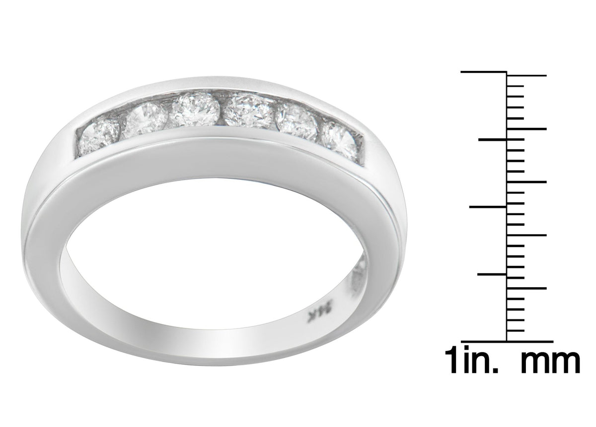 14K White Gold 3/4ct. TDW Diamond Channel Band Ring (H-I, I1-I2) - LinkagejewelrydesignLinkagejewelrydesign