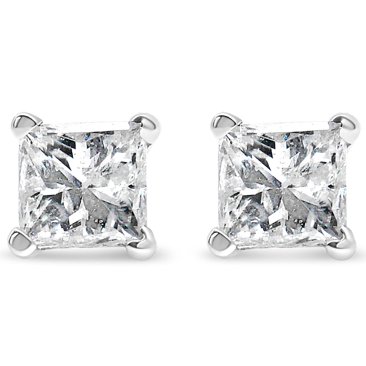 14K White Gold 3/8 Cttw Lab Grown Princess-Cut Diamond 4-Prong Solitaire Stud Earrings (VS1-VS2 Clarity, F-G Color) - LinkagejewelrydesignLinkagejewelrydesign