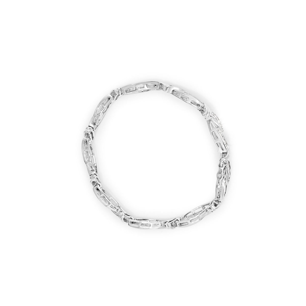 14K White Gold 4.0 Cttw Invisble Set Princess-Cut Diamond Wave Style Link Bracelet (H-I Color, SI2-I1 Clarity) - 7&quot; - LinkagejewelrydesignLinkagejewelrydesign