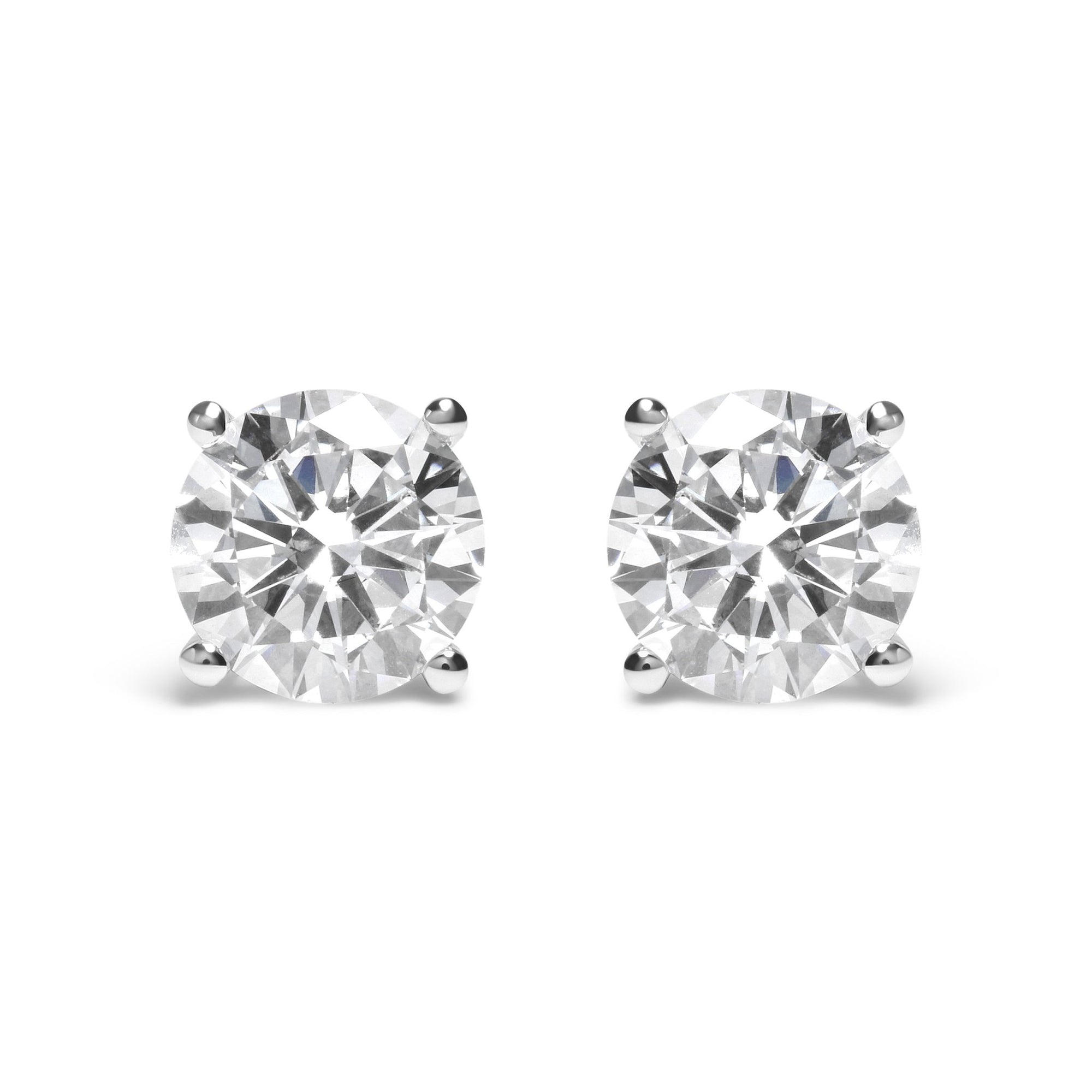 14K White Gold 4.00 Cttw Round Brilliant-Cut Lab Grown Diamond Classic 4-Prong Stud Earrings with Screw Backs (G-H Color, VS1-VS2 Clarity) - LinkagejewelrydesignLinkagejewelrydesign