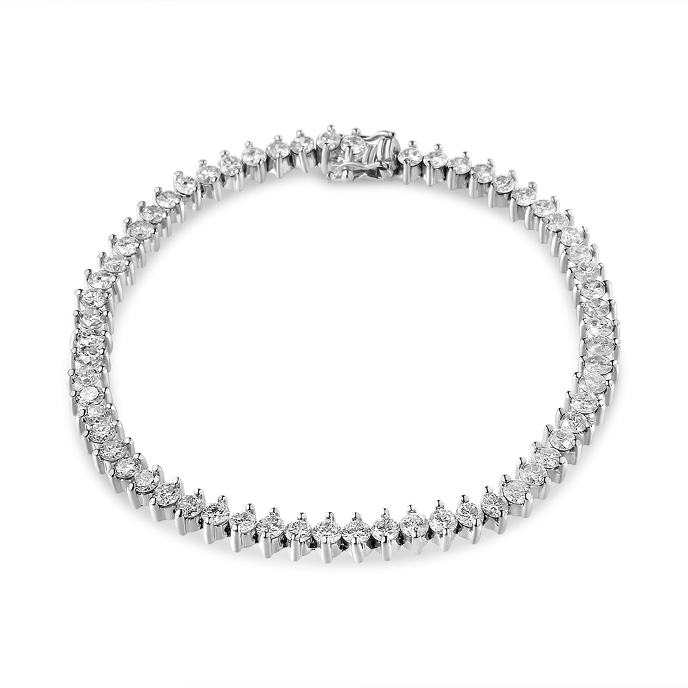 14K White Gold 5 1/2 Cttw Round Diamond 2-Prong Tennis Bracelet (H-I Color, SI2-I1 Clarity) - 7&quot; - LinkagejewelrydesignLinkagejewelrydesign