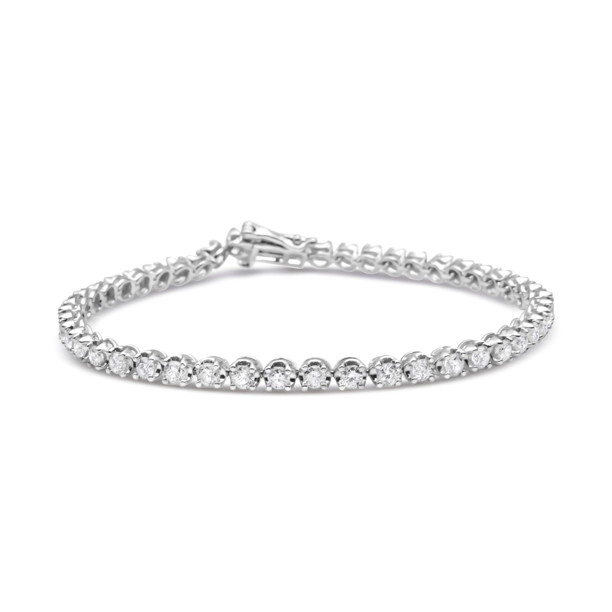 14K White Gold 5.0 Cttw Diamond" Classic Tennis Bracelet for Women (H-I Color, SI1-SI2 Clarity) - 7" Inches - LinkagejewelrydesignLinkagejewelrydesign