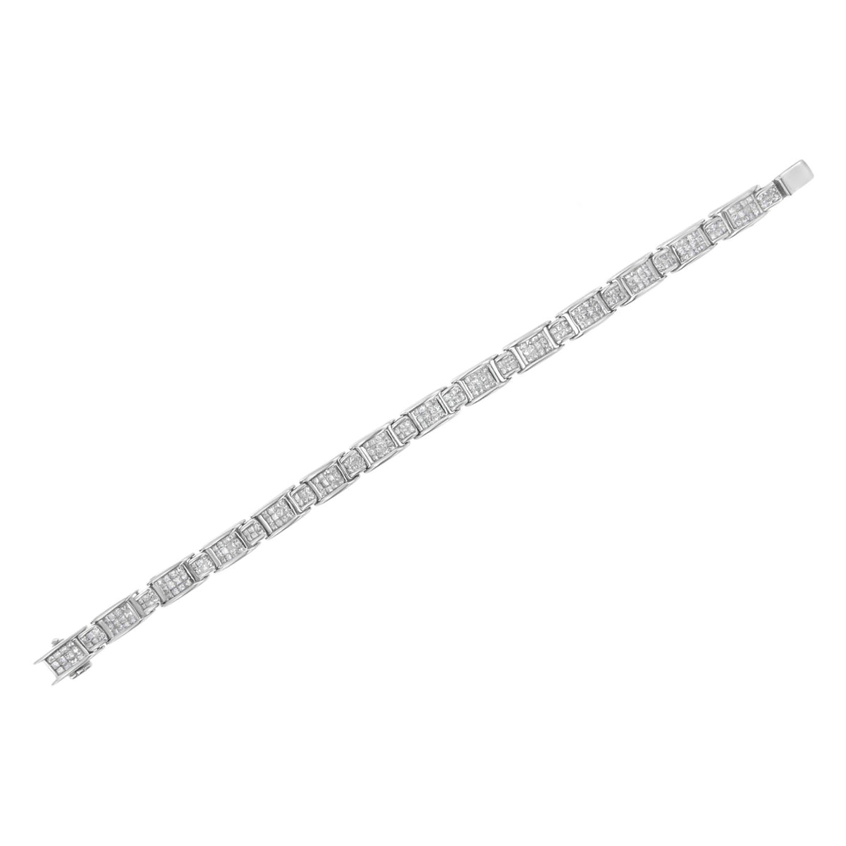 14K White Gold 5.0 Cttw Princess-Cut Diamond Rectangular Alternating Station 7&quot; Tennis Bracelet (G-H Color, SI1-SI2 Clarity) - LinkagejewelrydesignLinkagejewelrydesign