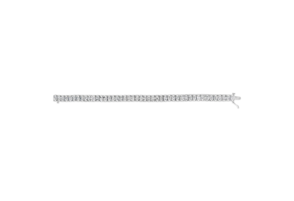 14K White Gold 5.00 Cttw Invisible Set Princess-Cut Diamond Belt and Buckle Tennis 7&quot; Bracelet (H-I Color, SI1-SI2 Clarity) - LinkagejewelrydesignLinkagejewelrydesign