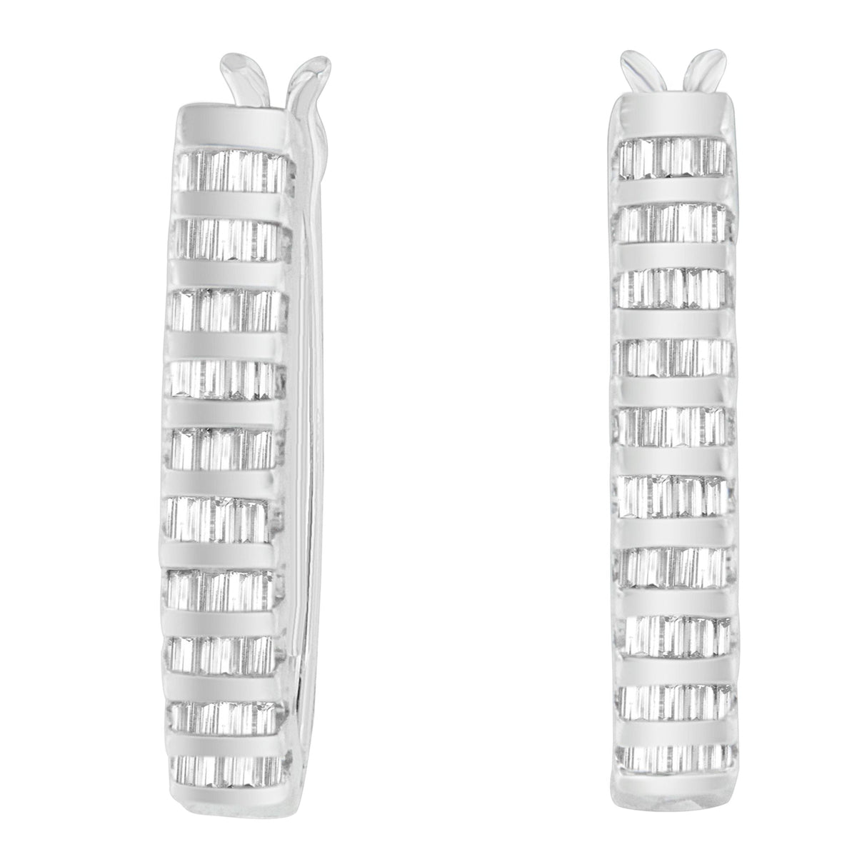 14K White Gold 5/8 cttw Baguette Cut Diamond Earrings (H - I, SI1 - SI2) - LinkagejewelrydesignLinkagejewelrydesign