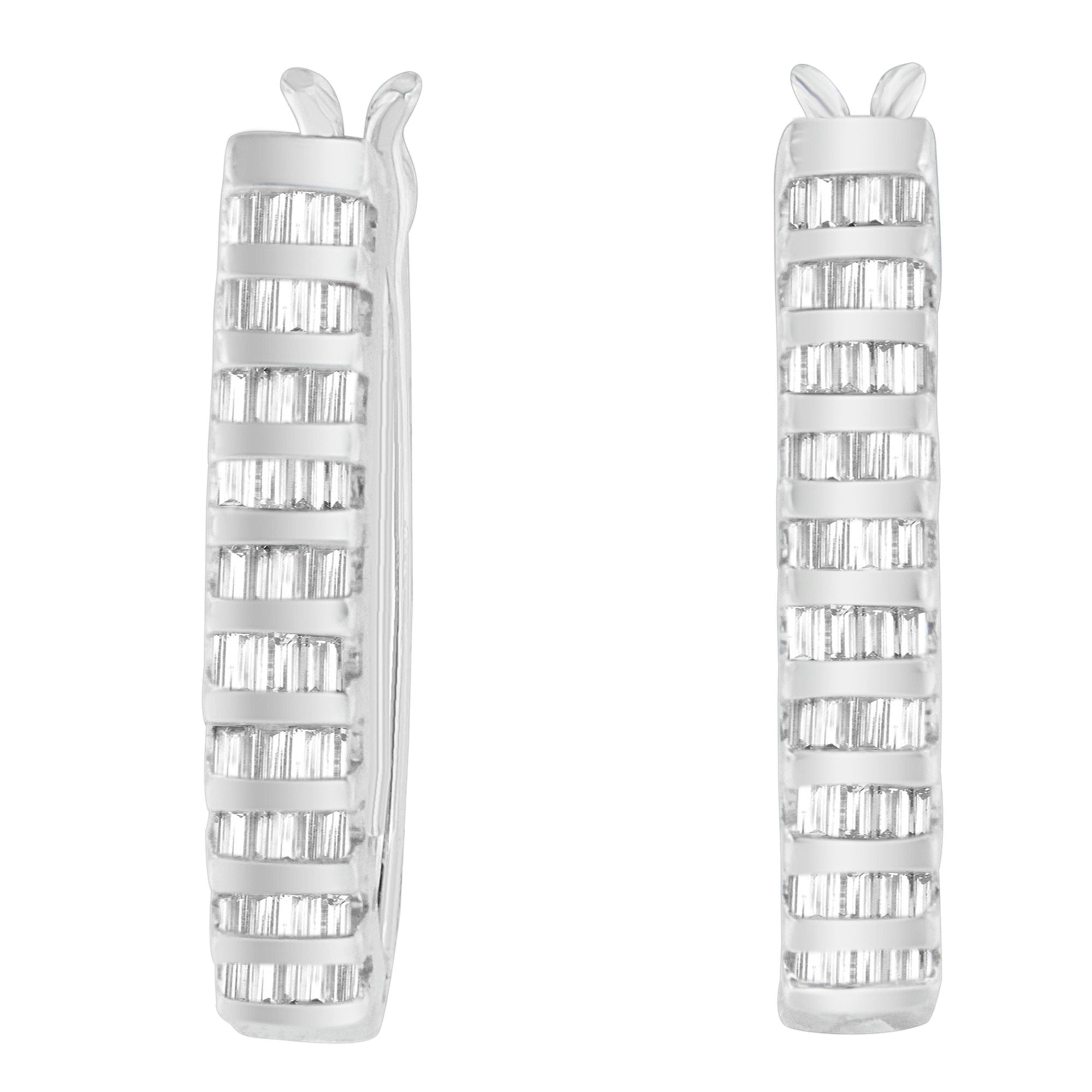 14K White Gold 5/8 cttw Baguette Cut Diamond Earrings (H - I, SI1 - SI2) - LinkagejewelrydesignLinkagejewelrydesign