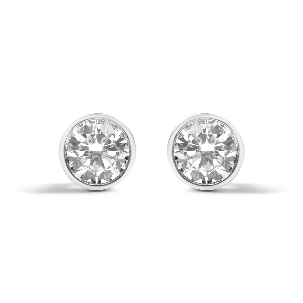 14K White Gold 5/8 Cttw Bezel Set Lab Grown Round Diamond Screw-Back Solitaire Stud Earrings (G-H Color, VS2-SI1 Clarity) - LinkagejewelrydesignLinkagejewelrydesign