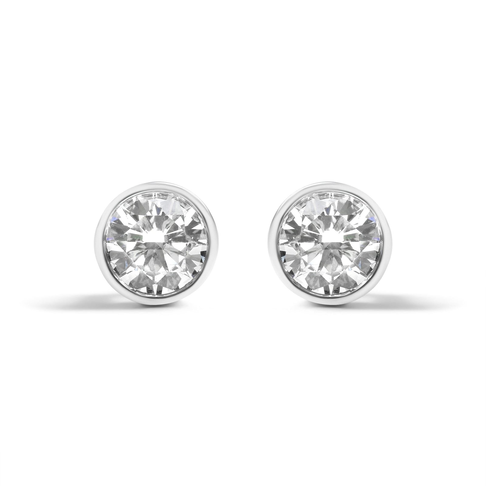 14K White Gold 5/8 Cttw Bezel Set Lab Grown Round Diamond Screw-Back Solitaire Stud Earrings (G-H Color, VS2-SI1 Clarity) - LinkagejewelrydesignLinkagejewelrydesign