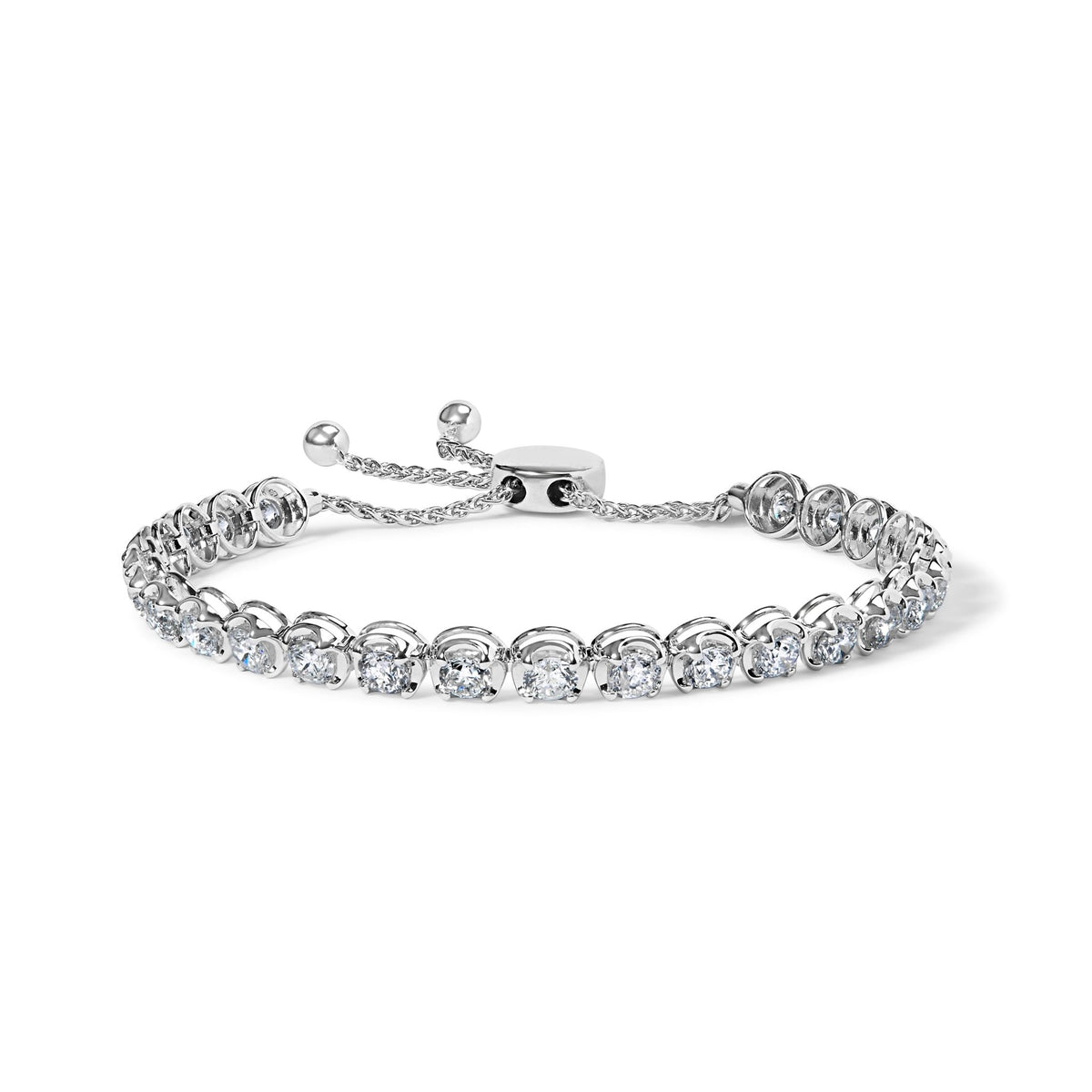 14K White Gold 6.00 Cttw Diamond 4” - 10” Adjustable Bolo Tennis Bracelet (I - J Color, I1 - I2 Clarity) - LinkagejewelrydesignLinkagejewelrydesign