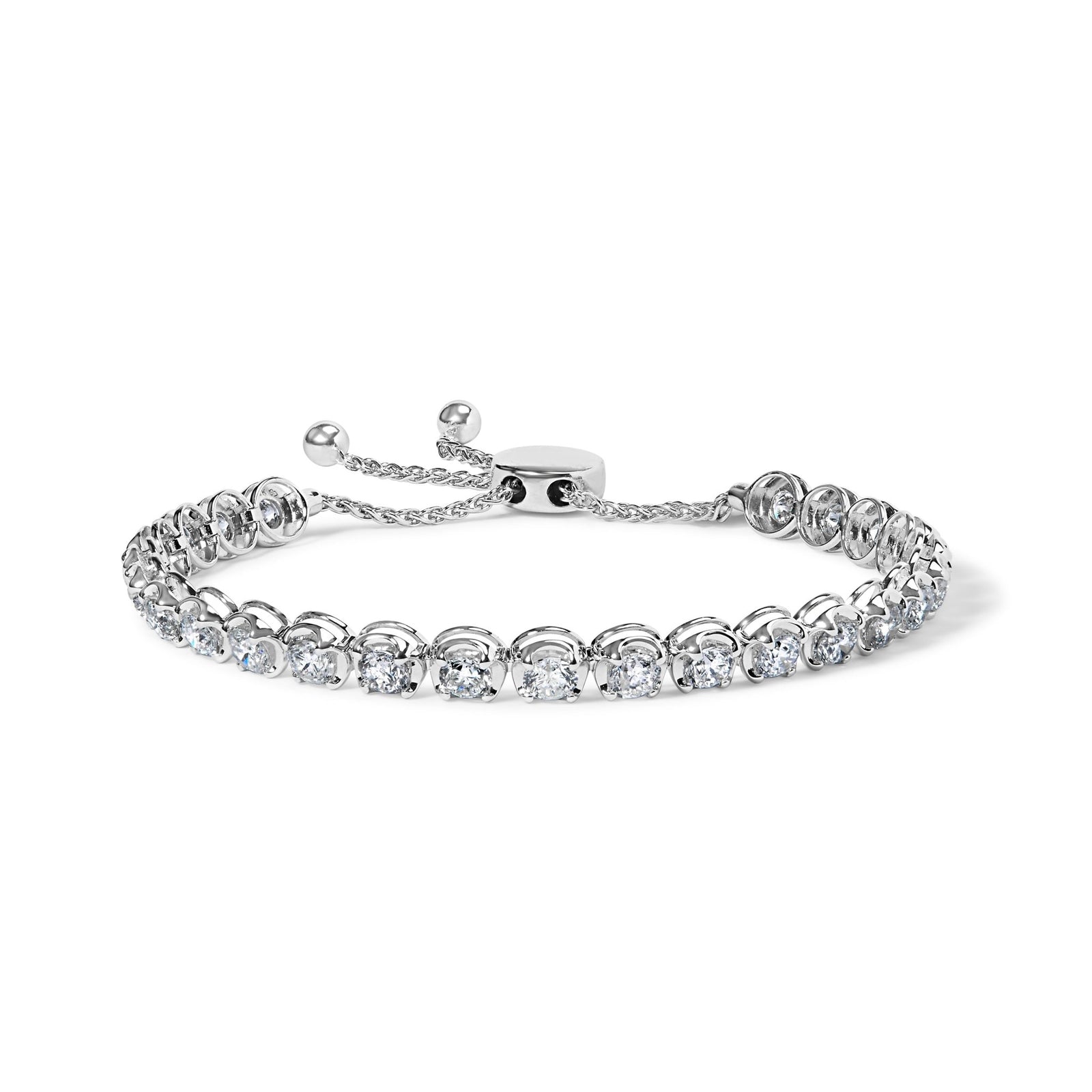 14K White Gold 6.00 Cttw Diamond 4” - 10” Adjustable Bolo Tennis Bracelet (I - J Color, I1 - I2 Clarity) - LinkagejewelrydesignLinkagejewelrydesign