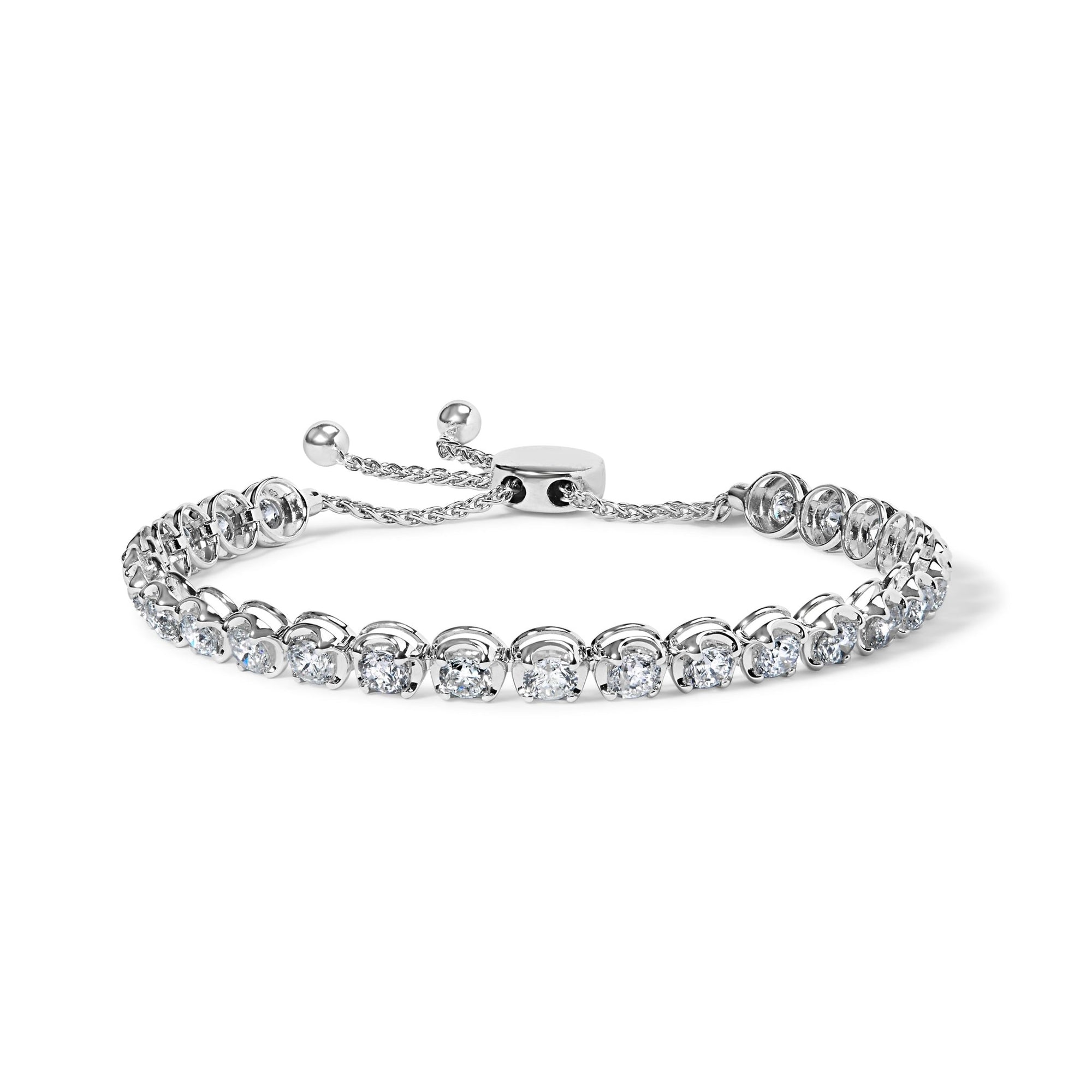14K White Gold 6.00 Cttw Diamond 4” - 10” Adjustable Bolo Tennis Bracelet (I - J Color, I1 - I2 Clarity) - LinkagejewelrydesignLinkagejewelrydesign