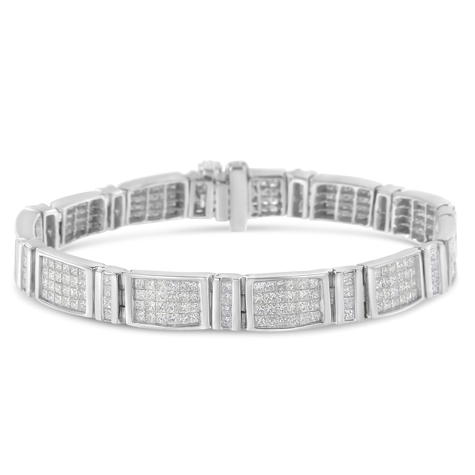 14K White Gold 7.0 Cttw Princess Cut Diamond 7" Alternating Vertical and Horizontal Rectangular Link Tennis Bracelet (H-I Color, SI2-I1 Clarity) - LinkagejewelrydesignLinkagejewelrydesign