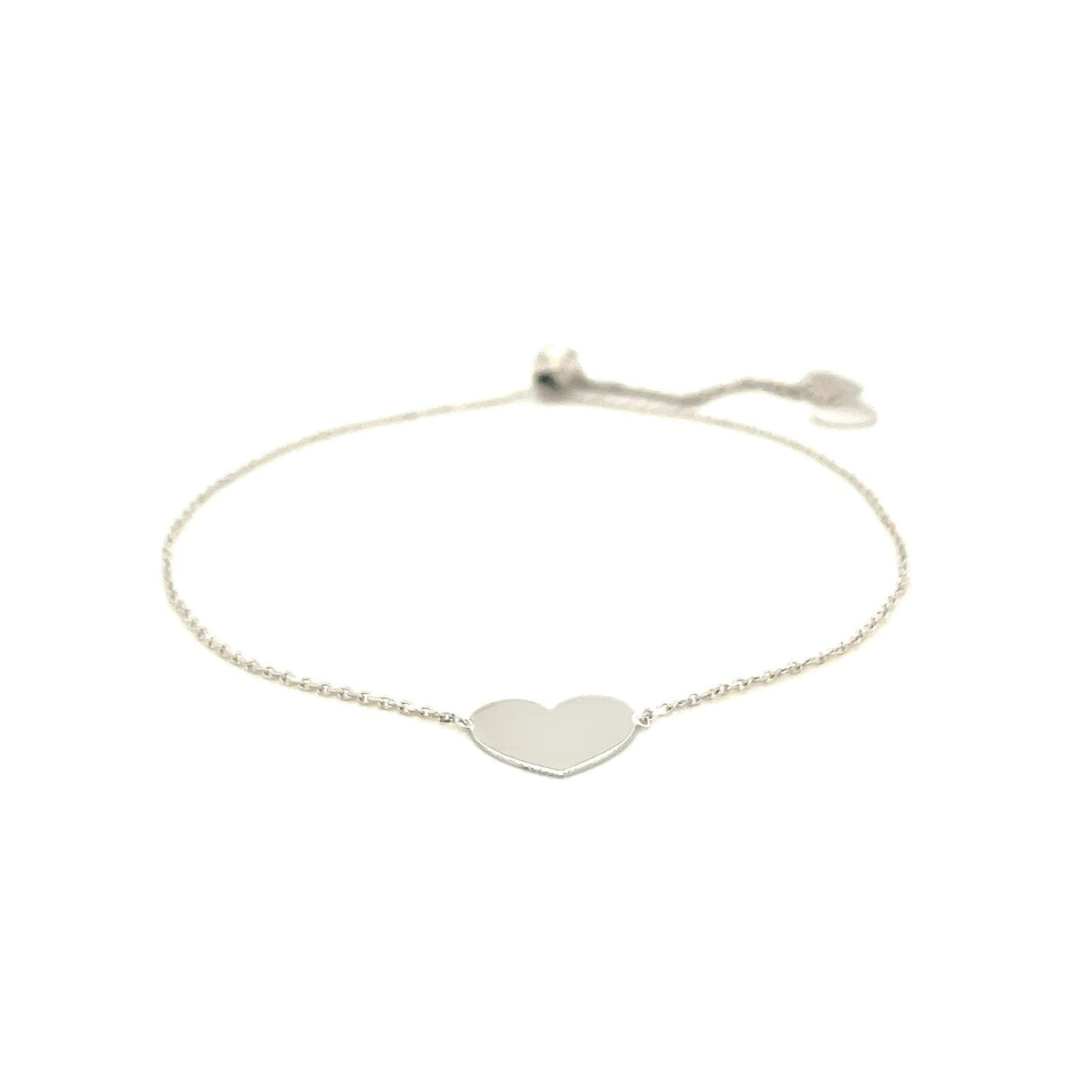 14k White Gold Adjustable Heart Bracelet - LinkagejewelrydesignLinkagejewelrydesign