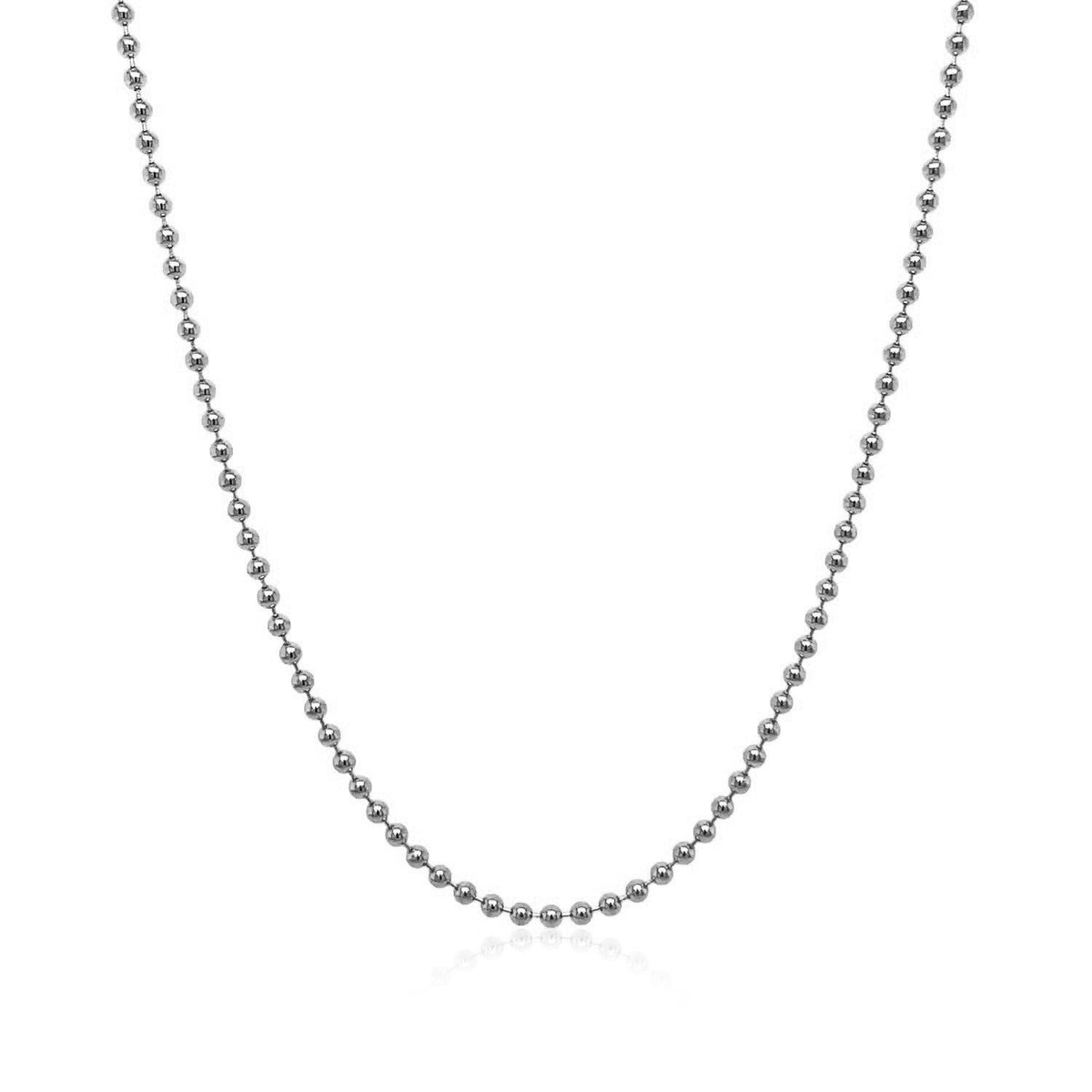 14k White Gold Bead Chain 1.5mm - LinkagejewelrydesignLinkagejewelrydesign