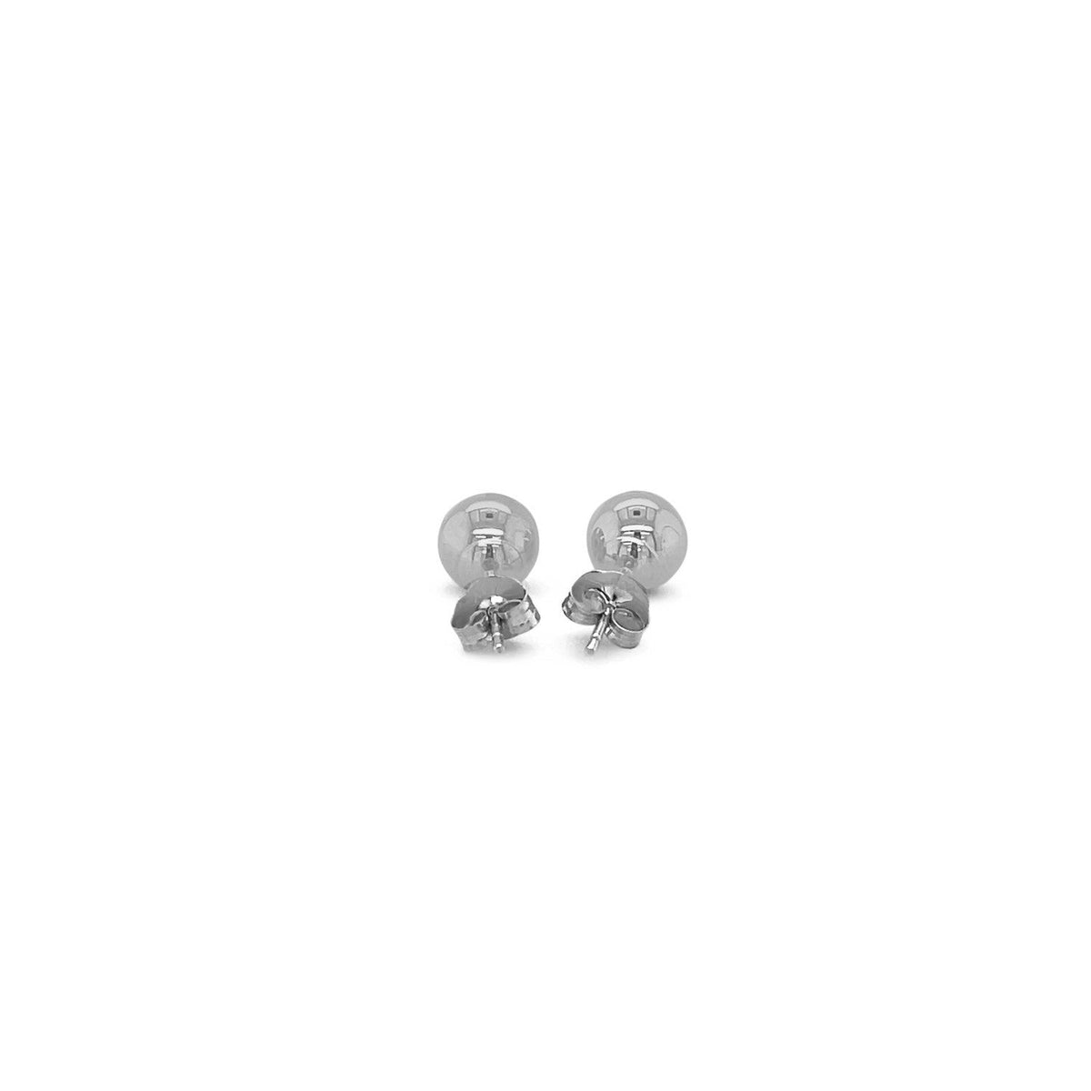 14k White Gold Classic Round Stud Earrings (6.0 mm) - LinkagejewelrydesignLinkagejewelrydesign