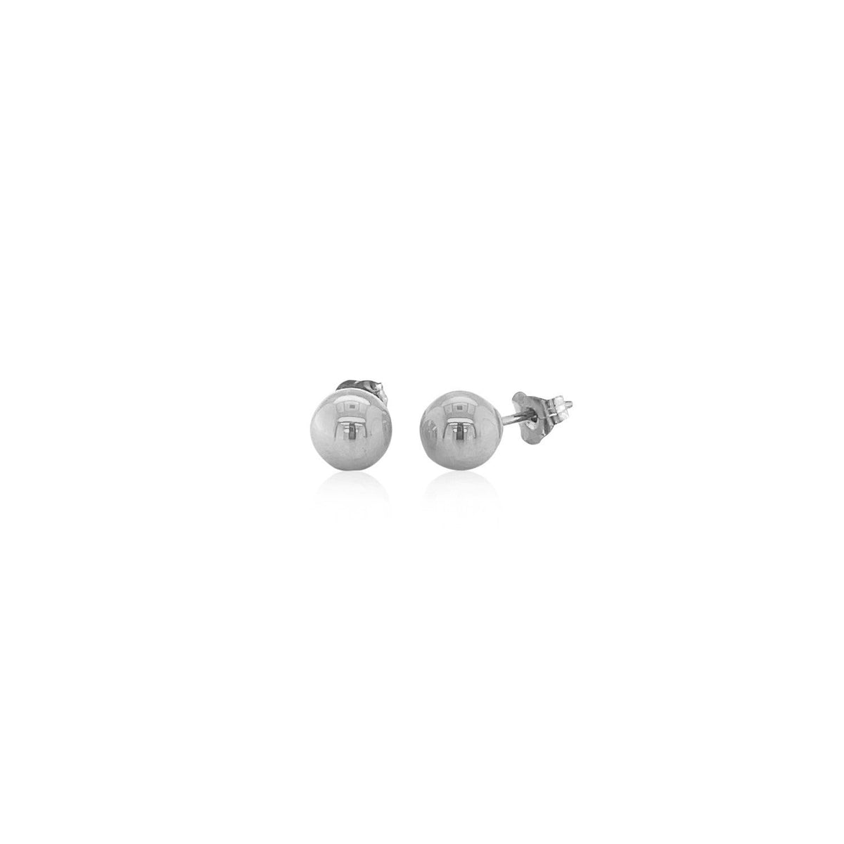 14k White Gold Classic Round Stud Earrings (6.0 mm) - LinkagejewelrydesignLinkagejewelrydesign