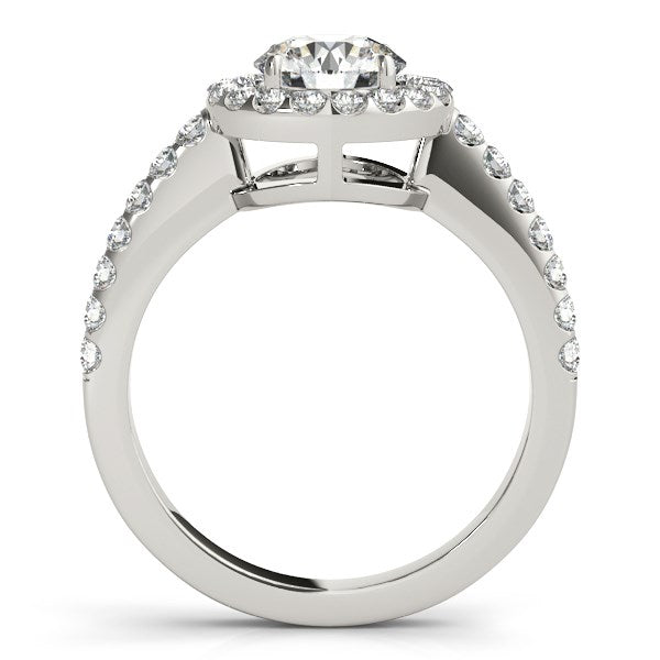 14k White Gold Classic with Pave Halo Diamond Engagement Ring (1 1/2 cttw) - LinkagejewelrydesignLinkagejewelrydesign