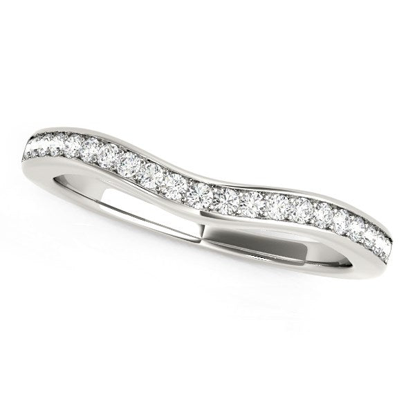 14k White Gold Curved Diamond Wedding Band (1/6 cttw) - LinkagejewelrydesignLinkagejewelrydesign