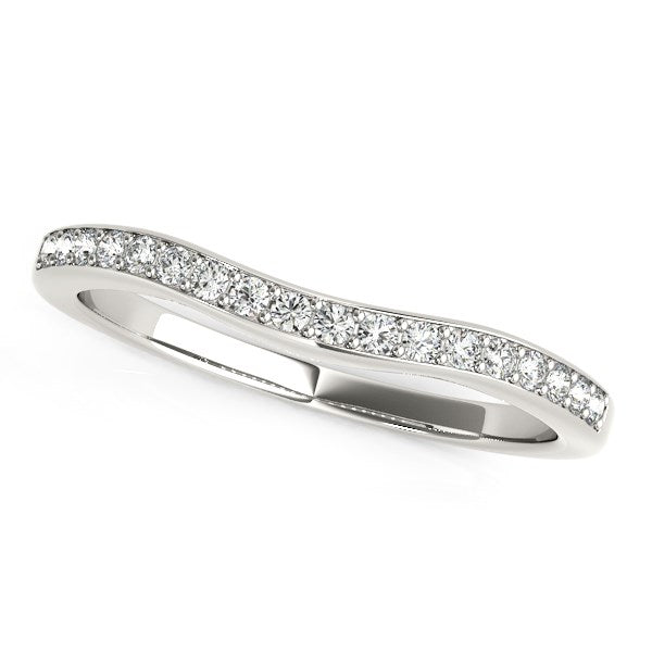 14k White Gold Curved Diamond Wedding Ring (1/4 cttw) - LinkagejewelrydesignLinkagejewelrydesign