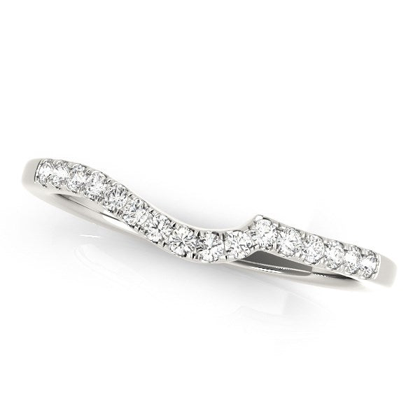 14k White Gold Curved Style Pave Diamond Wedding Ring (1/6 cttw) - LinkagejewelrydesignLinkagejewelrydesign