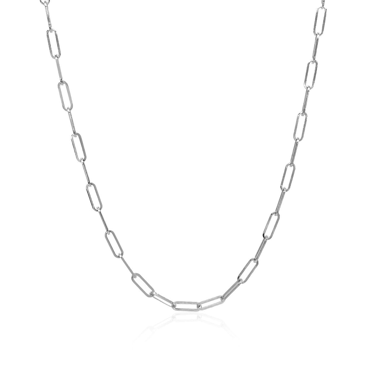 14K White Gold Delicate Paperclip Chain (2.1mm) - LinkagejewelrydesignLinkagejewelrydesign