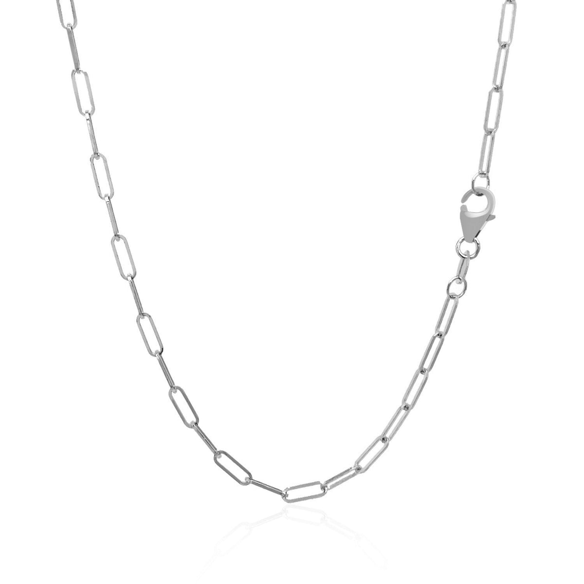14K White Gold Delicate Paperclip Chain (2.1mm) - LinkagejewelrydesignLinkagejewelrydesign