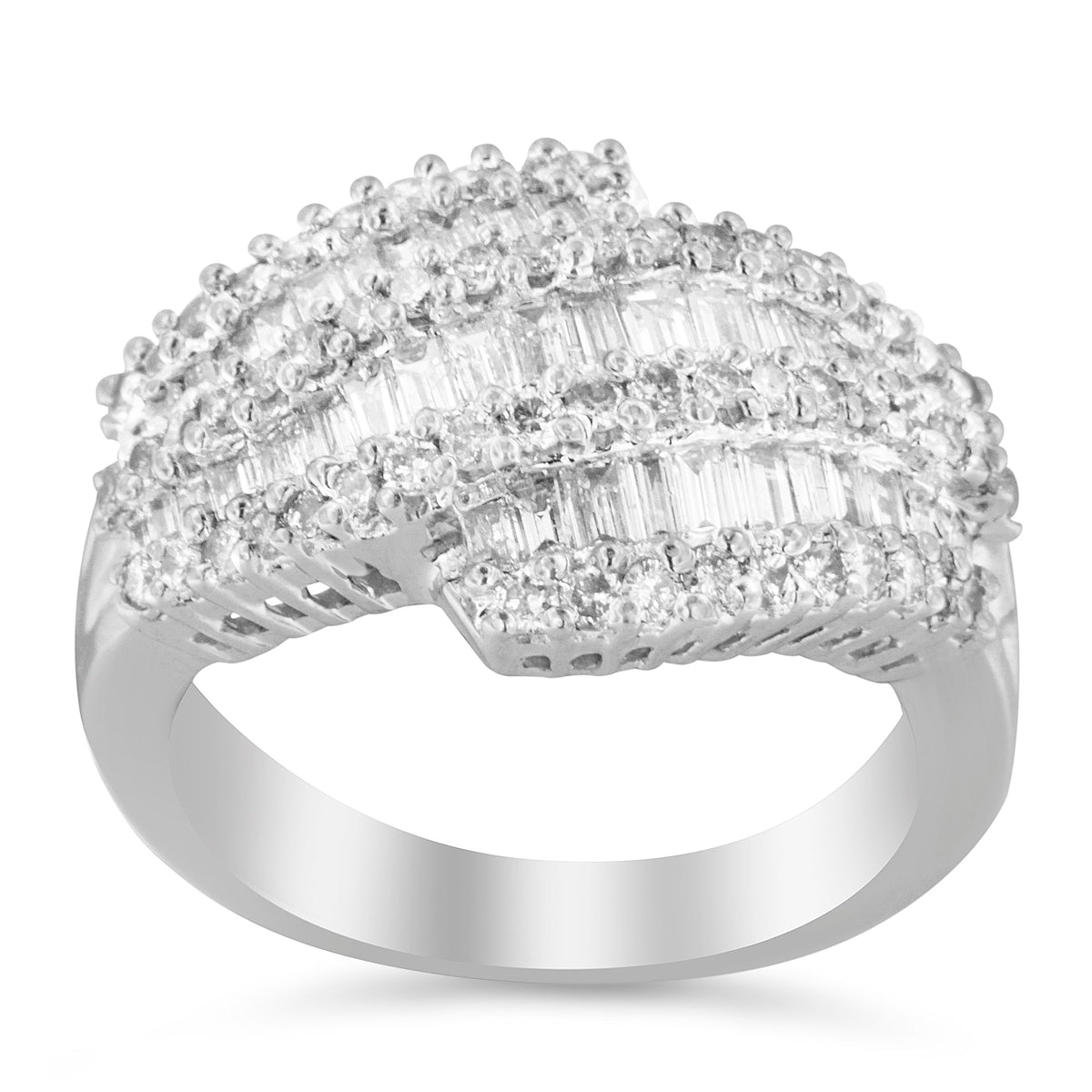 14K White Gold Diamond Cocktail Ring Band (1 3/4 Cttw, H-I Color, SI2-I1 Clarity) - Size 6-1/2 - LinkagejewelrydesignLinkagejewelrydesign