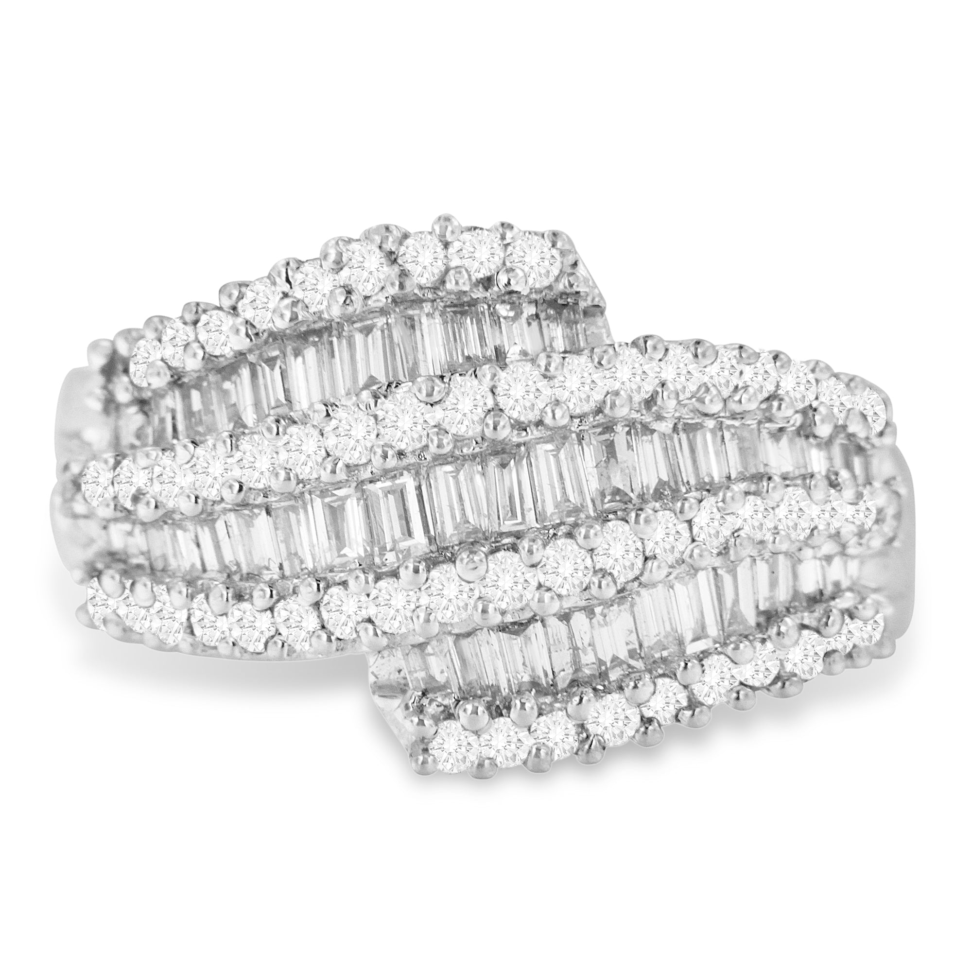 14K White Gold Diamond Cocktail Ring Band (1 3/4 Cttw, H-I Color, SI2-I1 Clarity) - Size 6-1/2 - LinkagejewelrydesignLinkagejewelrydesign