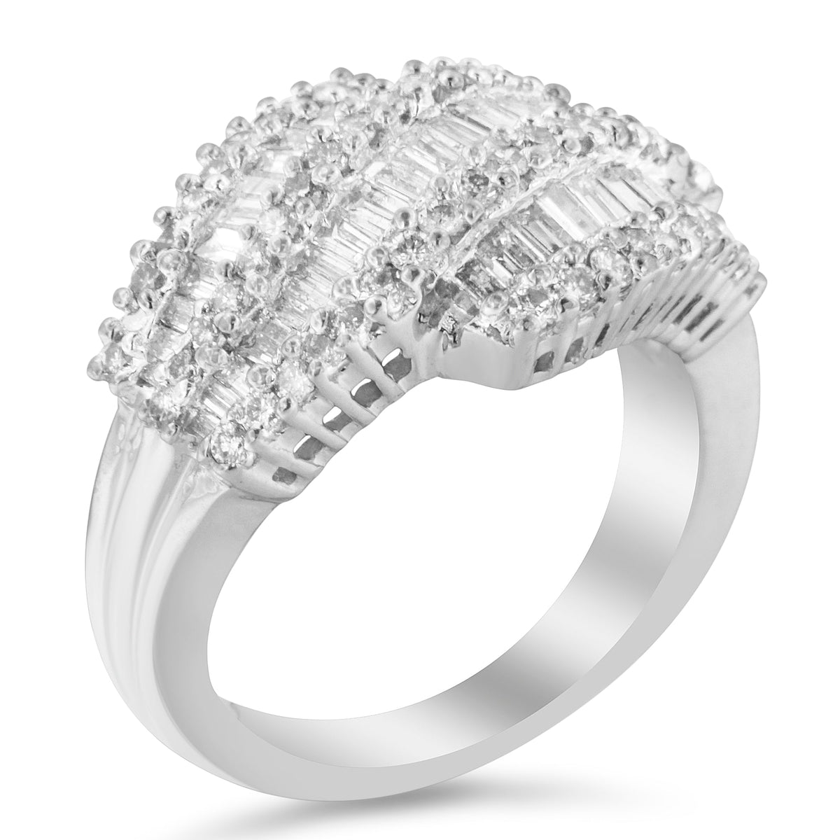 14K White Gold Diamond Cocktail Ring Band (1 3/4 Cttw, H-I Color, SI2-I1 Clarity) - Size 6-1/2 - LinkagejewelrydesignLinkagejewelrydesign