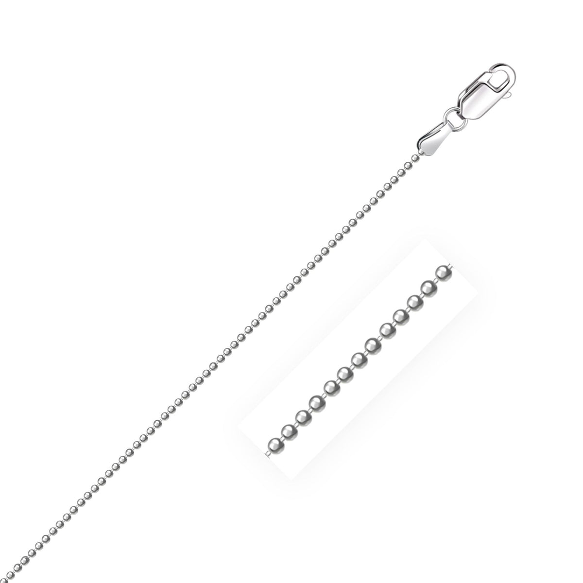 14k White Gold Diamond - Cut Bead Chain 1.2mm - LinkagejewelrydesignLinkagejewelrydesign
