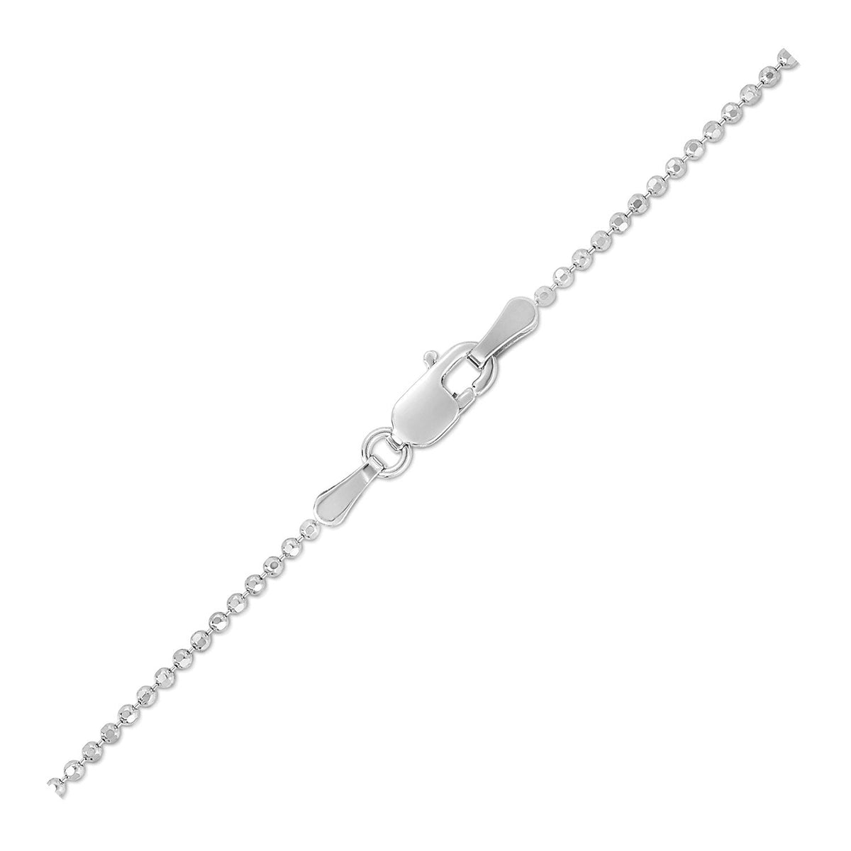 14k White Gold Diamond - Cut Bead Chain 1.2mm - LinkagejewelrydesignLinkagejewelrydesign