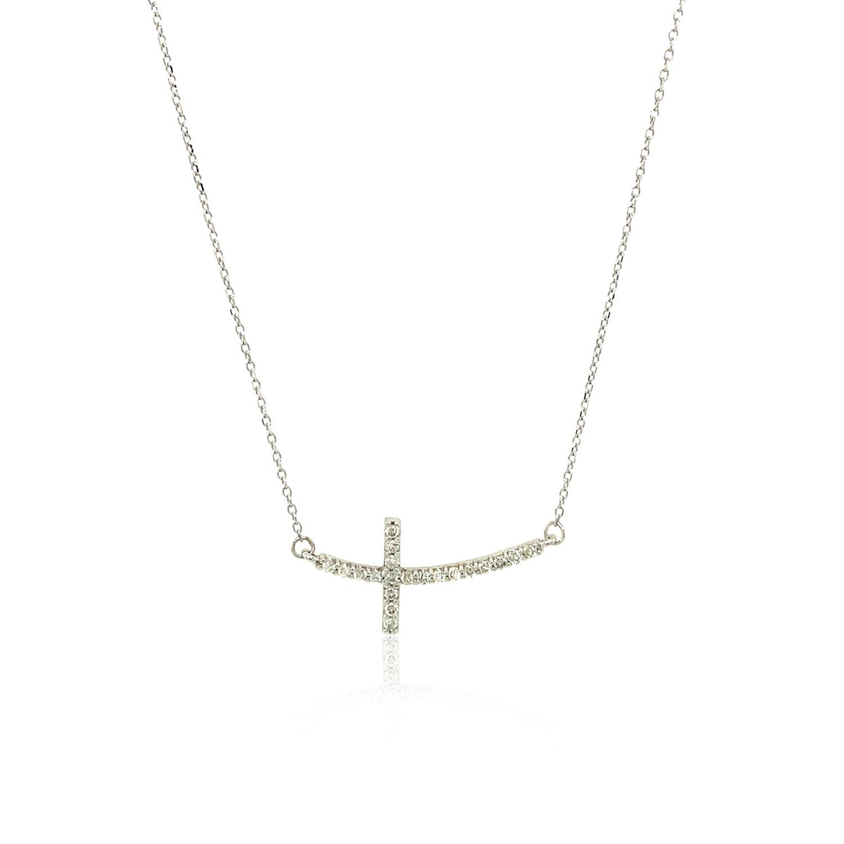 14k White Gold Diamond Embellished Cross Motif Necklace (.21cttw) - LinkagejewelrydesignLinkagejewelrydesign