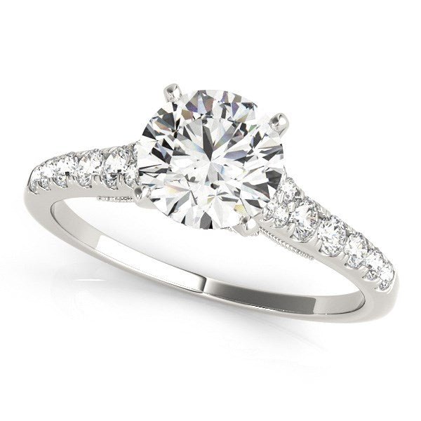 14k White Gold Diamond Engagement Ring With Single Row Band (1 3/4 cttw) - LinkagejewelrydesignLinkagejewelrydesign