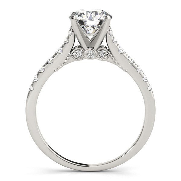 14k White Gold Diamond Engagement Ring With Single Row Band (1 3/4 cttw) - LinkagejewelrydesignLinkagejewelrydesign